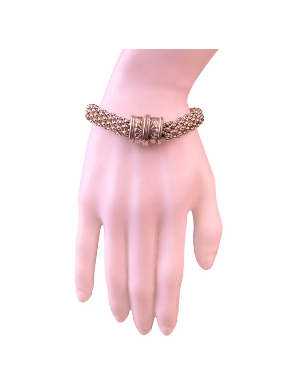 Vintage Womens Silver Tone Mesh Bracelet Adjustable Handmade Retro Style